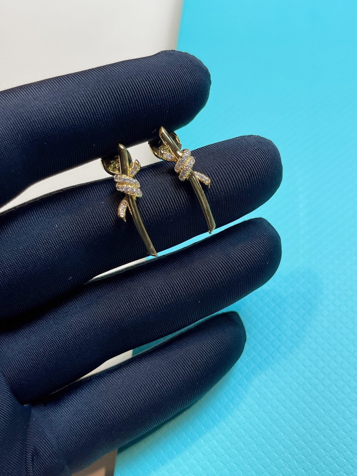 [⭐JeweliWhal]KNOT EARRINGS GOLD DIAMOND