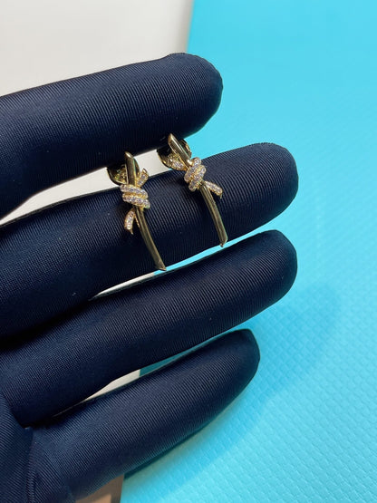 [⭐JeweliWhal]KNOT EARRINGS GOLD DIAMOND