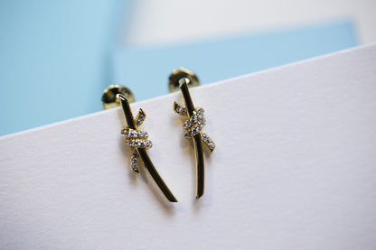 [⭐JeweliWhal]KNOT EARRINGS GOLD DIAMOND