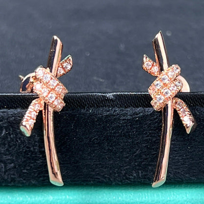 [⭐JeweliWhal]KNOT EARRINGS PINK GOLD DIAMOND