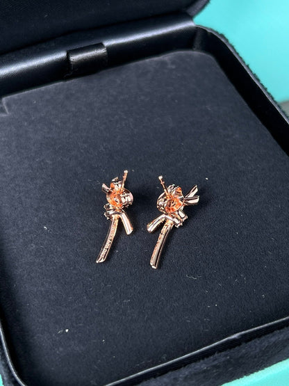 [⭐JeweliWhal]KNOT EARRINGS PINK GOLD DIAMOND