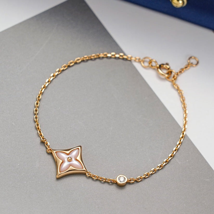 [⭐⭐JeweliWhal]STAR 1 DIAMOND PINK GOLD BRACELET