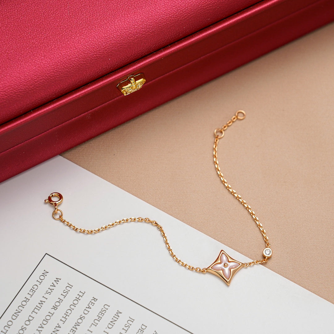 [⭐⭐JeweliWhal]STAR 1 DIAMOND PINK GOLD BRACELET