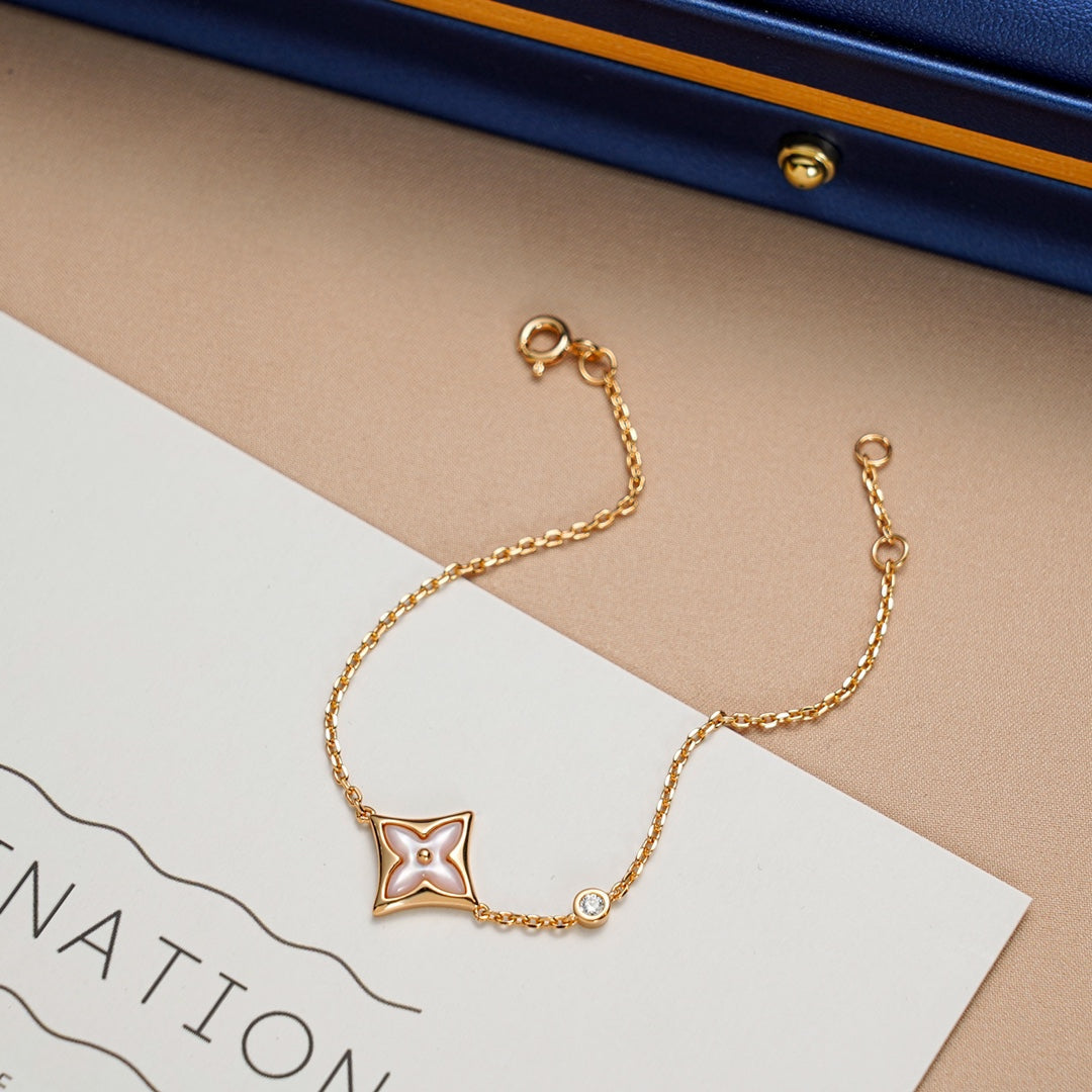 [⭐⭐JeweliWhal]STAR 1 DIAMOND PINK GOLD BRACELET
