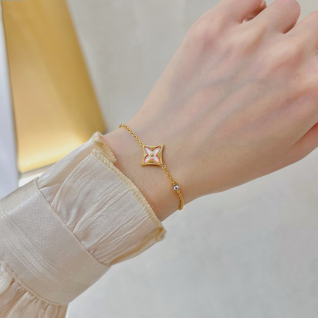 [⭐⭐JeweliWhal]STAR 1 DIAMOND PINK GOLD BRACELET