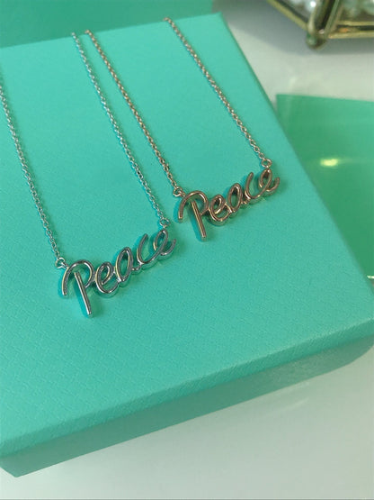 [⭐JeweliWhal]PEACE TEXT PEDANT NECKLACE