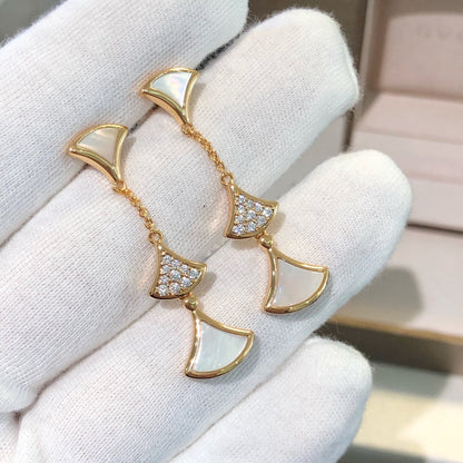 [⭐⭐JeweliWhal]DREAM EARRINGS 3 MOTIFS DIAMOND MOP PINK GOLD
