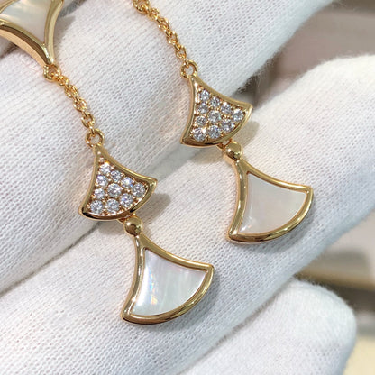 [⭐⭐JeweliWhal]DREAM EARRINGS 3 MOTIFS DIAMOND MOP PINK GOLD