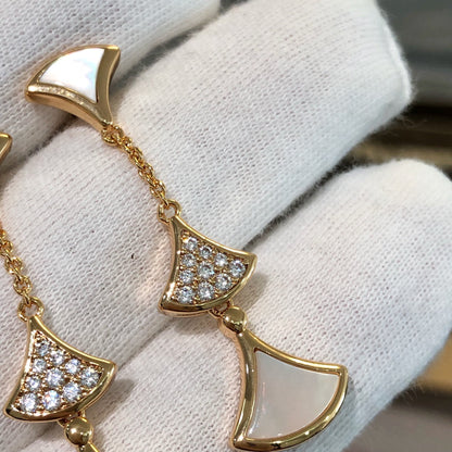 [⭐⭐JeweliWhal]DREAM EARRINGS 3 MOTIFS DIAMOND MOP PINK GOLD