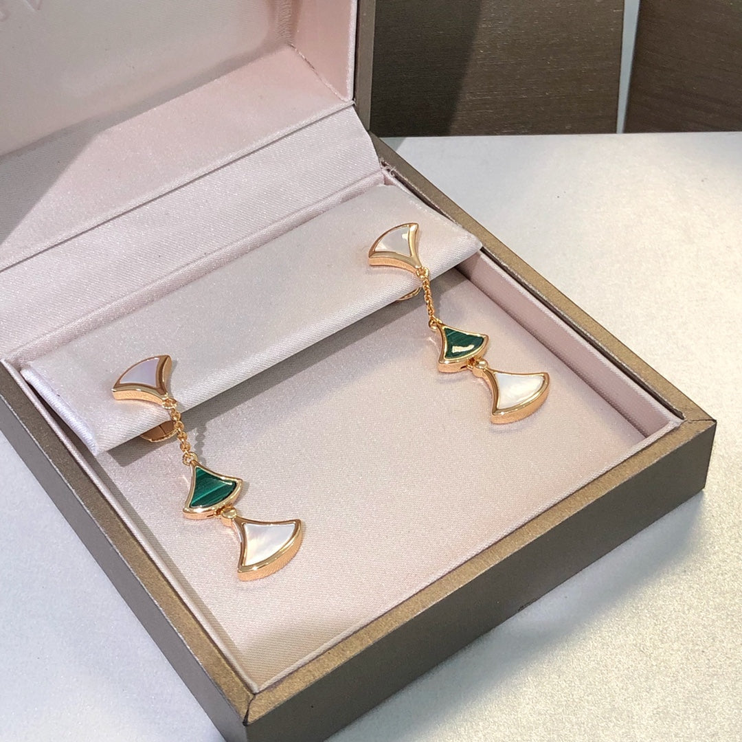[⭐⭐JeweliWhal]DREAM EARRINGS 3 MOTIFS MALACHITE MOP PINK GOLD