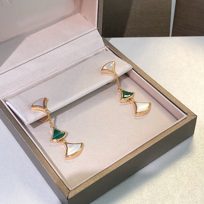 [⭐⭐JeweliWhal]DREAM EARRINGS 3 MOTIFS MALACHITE MOP PINK GOLD