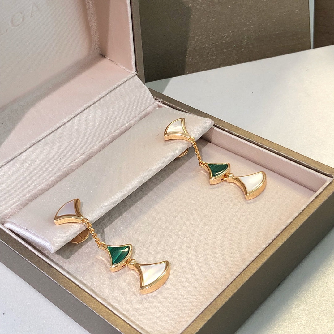 [⭐⭐JeweliWhal]DREAM EARRINGS 3 MOTIFS MALACHITE MOP PINK GOLD