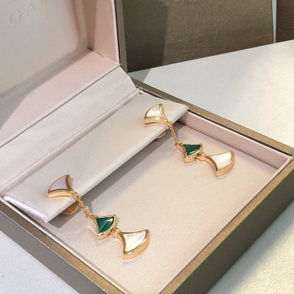 [⭐⭐JeweliWhal]DREAM EARRINGS 3 MOTIFS MALACHITE MOP PINK GOLD