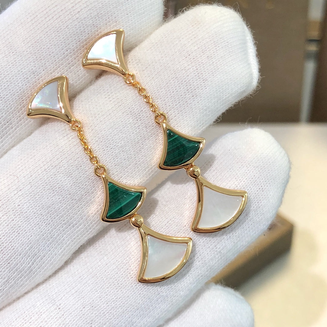 [⭐⭐JeweliWhal]DREAM EARRINGS 3 MOTIFS MALACHITE MOP PINK GOLD