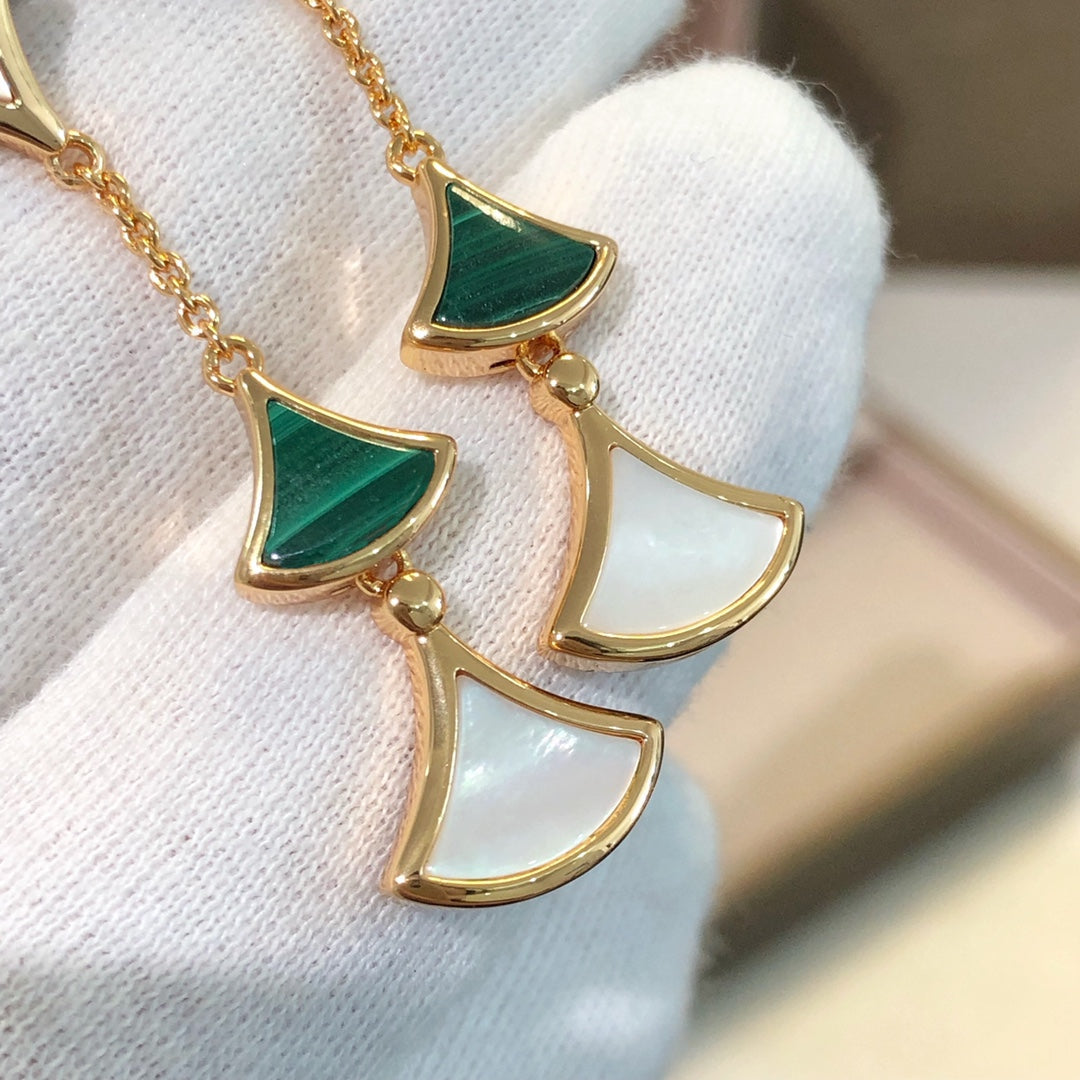 [⭐⭐JeweliWhal]DREAM EARRINGS 3 MOTIFS MALACHITE MOP PINK GOLD