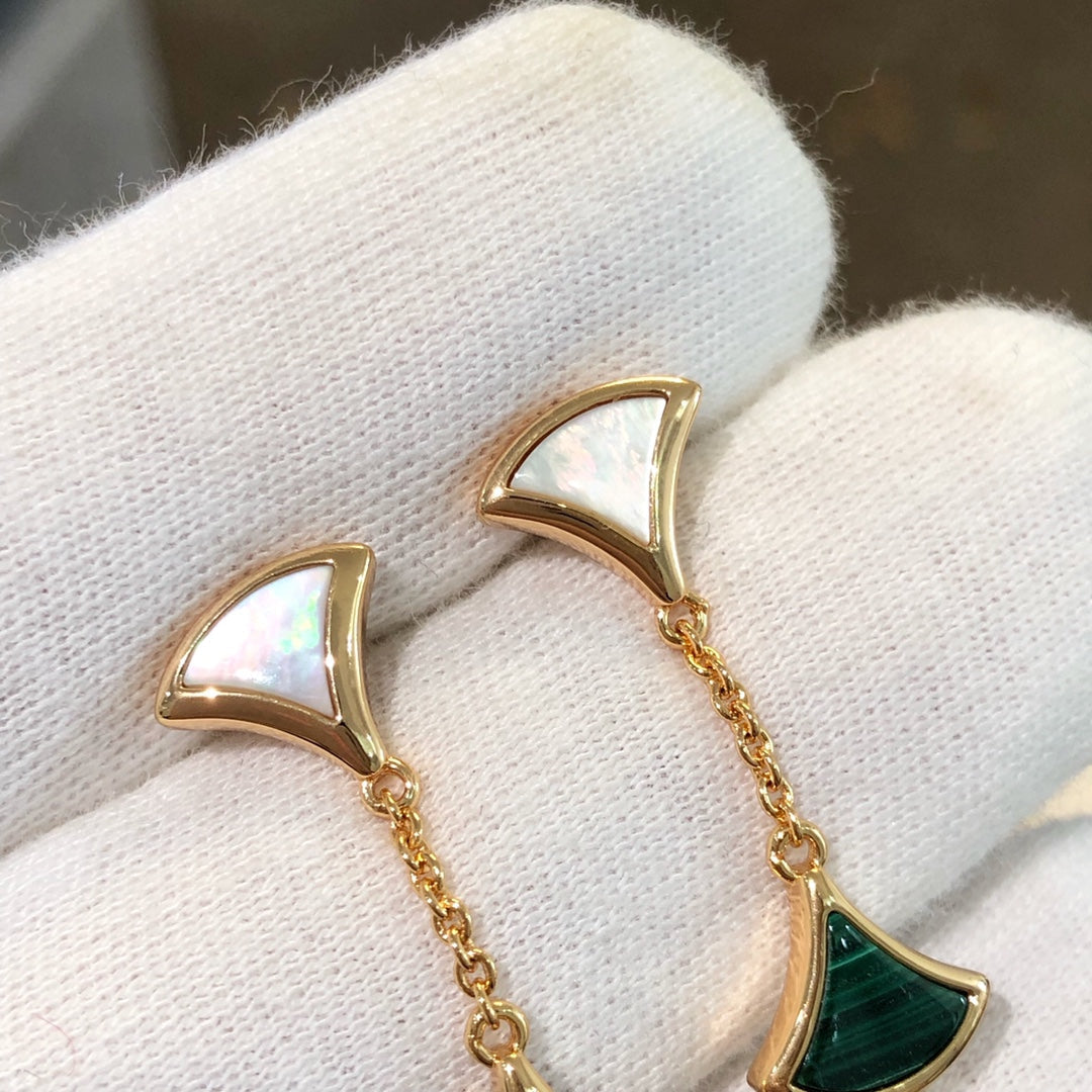 [⭐⭐JeweliWhal]DREAM EARRINGS 3 MOTIFS MALACHITE MOP PINK GOLD