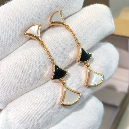 [⭐⭐JeweliWhal]DREAM EARRINGS 3 MOTIFS ONYX MOP PINK GOLD