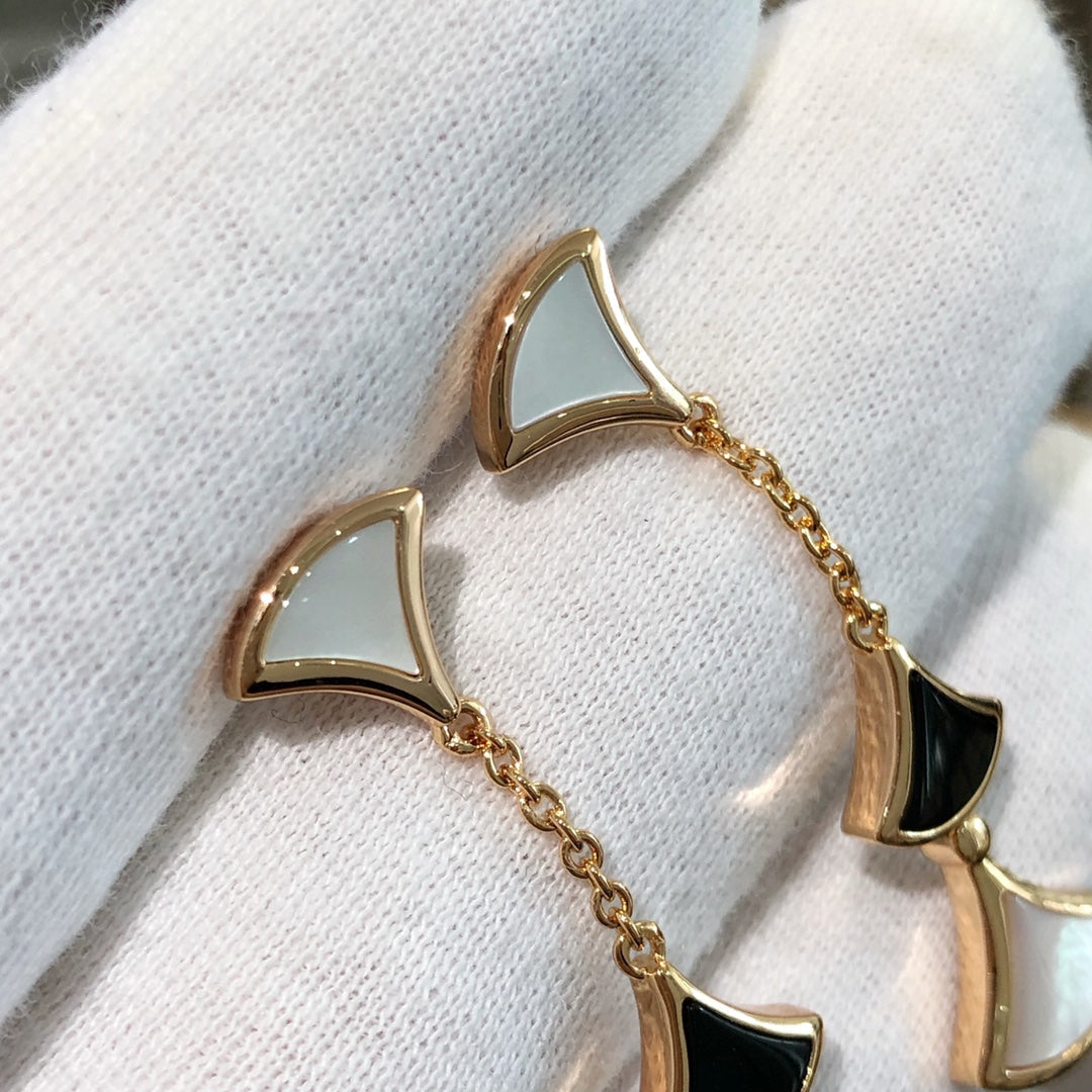 [⭐⭐JeweliWhal]DREAM EARRINGS 3 MOTIFS ONYX MOP PINK GOLD