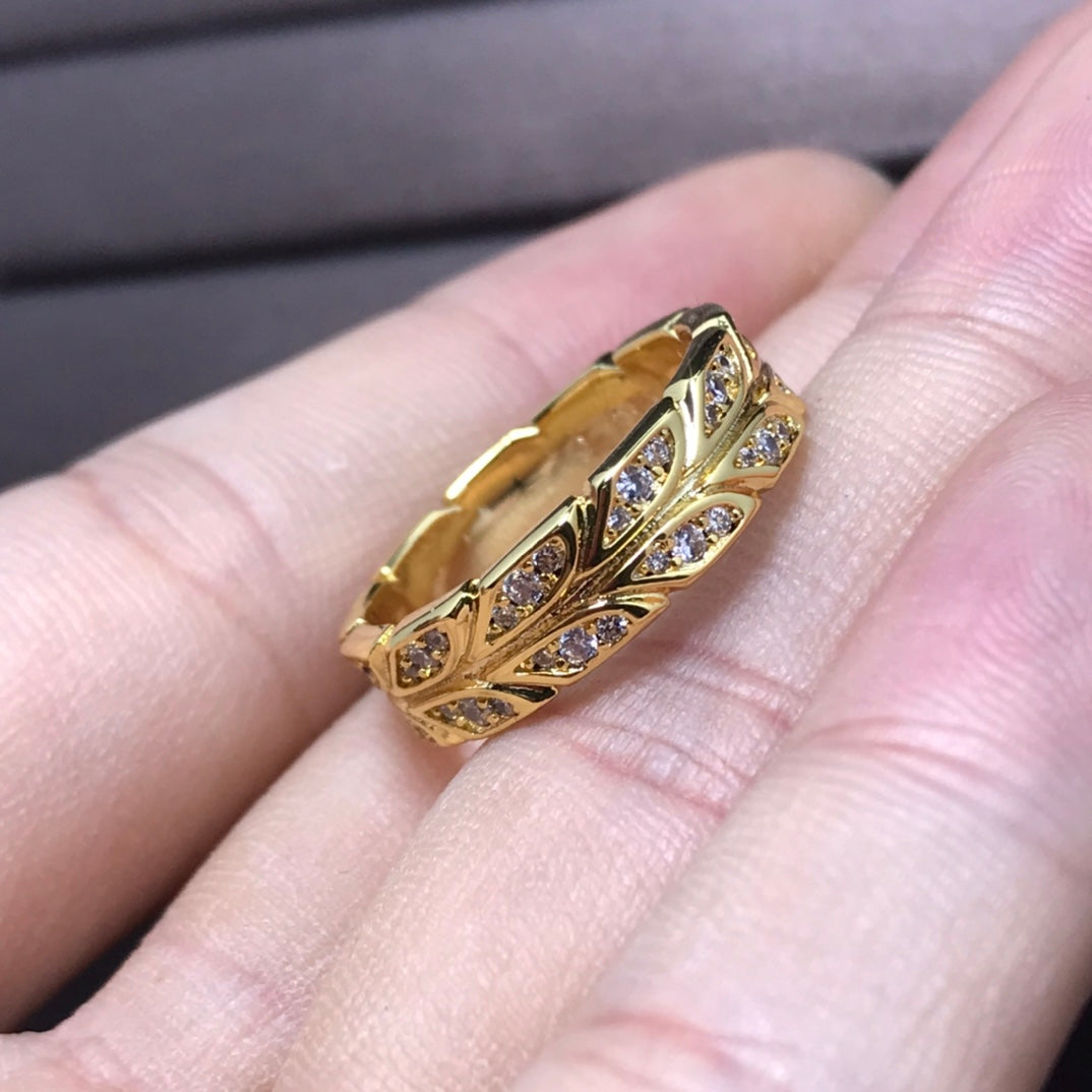 [⭐JeweliWhal]オリーブリーフ ダイヤモンドリング