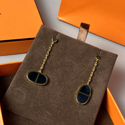 [⭐⭐JeweliWhal]CHAINE VERSO BLACK CERAMIC EARRINGS