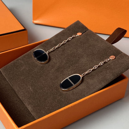 [⭐⭐JeweliWhal]CHAINE VERSO BLACK CERAMIC EARRINGS
