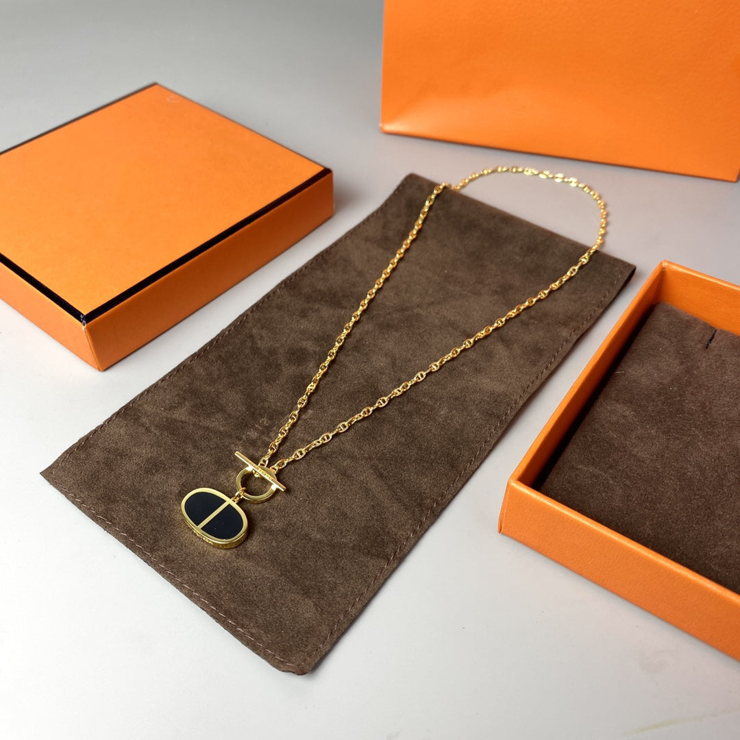[⭐⭐JeweliWhal]CHAINE VERSO BLACK CERAMIC NECKLACE