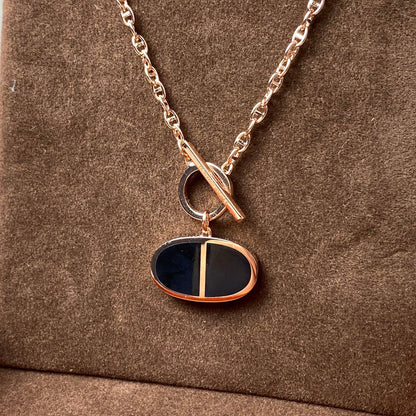 [⭐⭐JeweliWhal]CHAINE VERSO BLACK CERAMIC NECKLACE