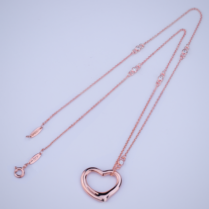 [⭐JeweliWhal]OPEN HEART PEDANT PINK GOLD NECKLACE