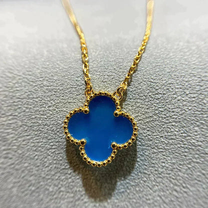 [⭐⭐JeweliWhal]CLOVER 15MM BLUE AGATE NECKLACE