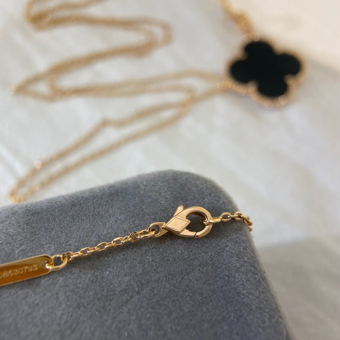 [⭐⭐JeweliWhal]CLOVER 25MM NECKLACE GOLD ONYX