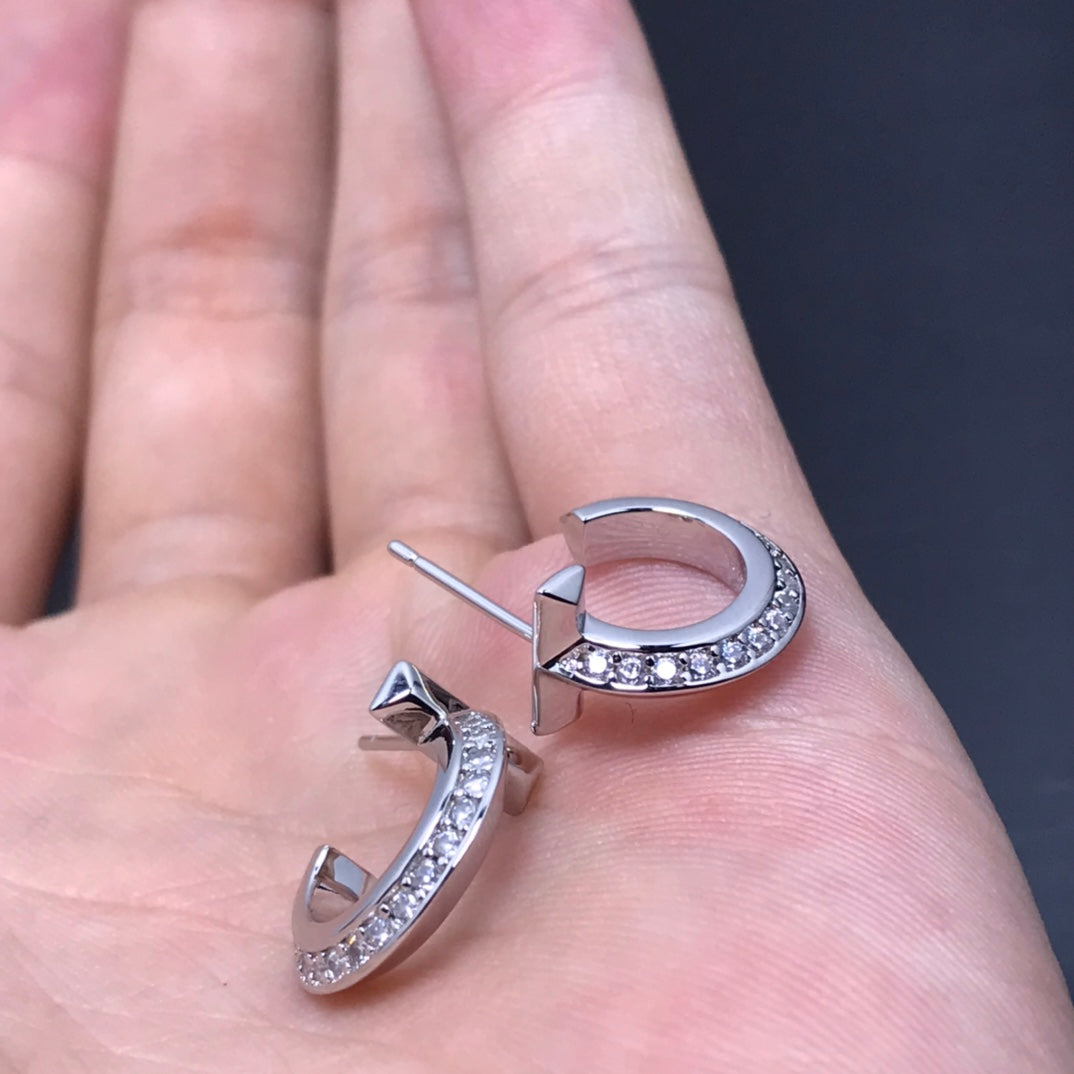 [⭐JeweliWhal]T HOOP DIAMOND EARRINGS