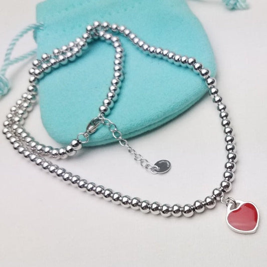 [⭐JeweliWhal]HEART PEDANT SILVER BALL CHAIN NECKLACE