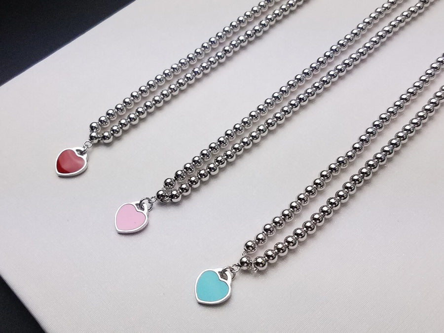 [⭐JeweliWhal]HEART PEDANT SILVER BALL CHAIN NECKLACE