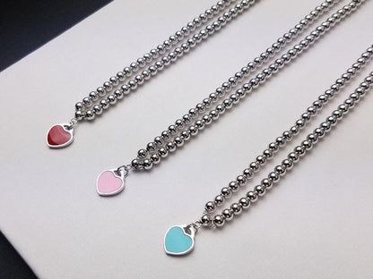 [⭐JeweliWhal]HEART PEDANT SILVER BALL CHAIN NECKLACE