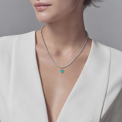 [⭐JeweliWhal]HEART PEDANT SILVER BALL CHAIN NECKLACE