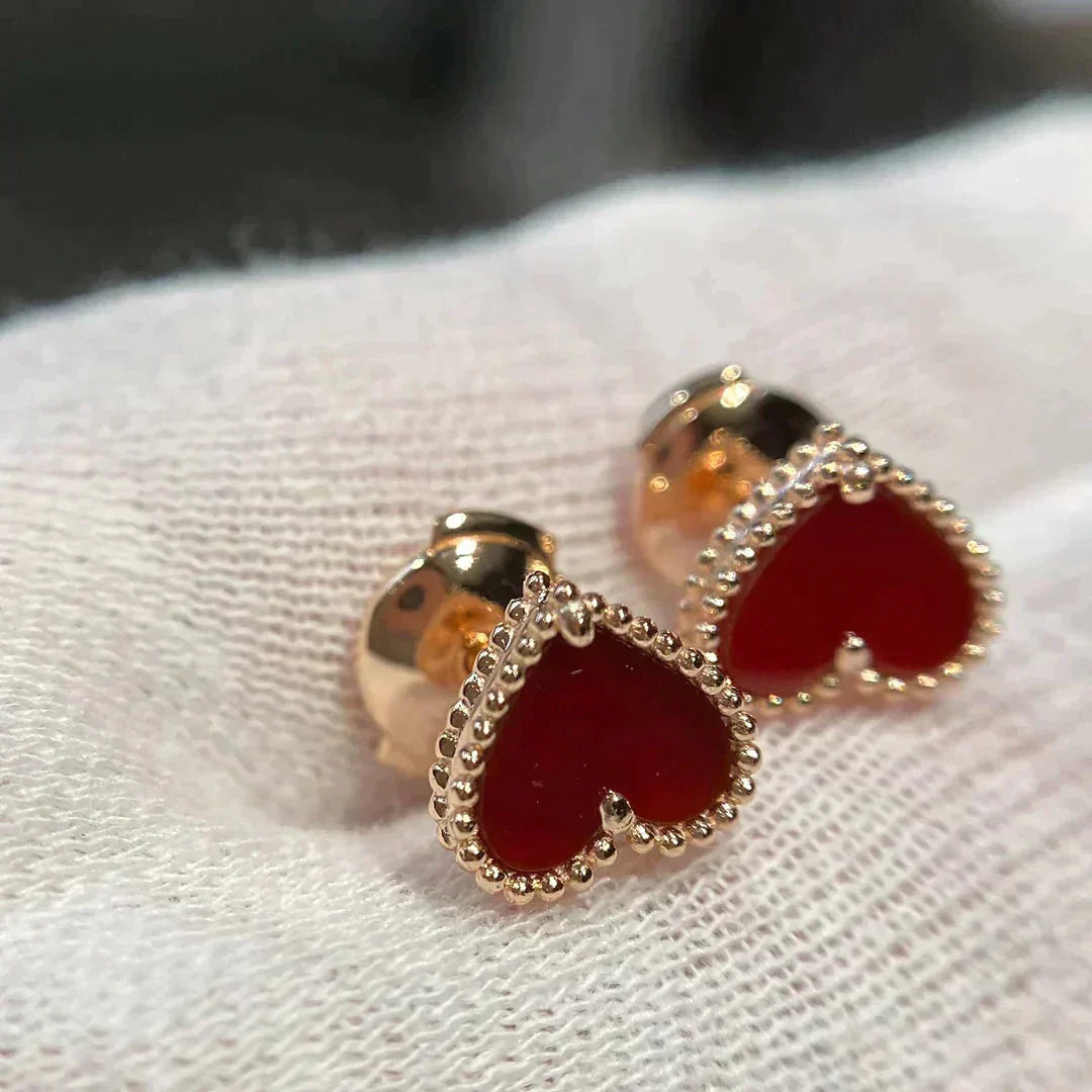 [⭐⭐JeweliWhal]HEART CARNELIAN STUD EARRINGS