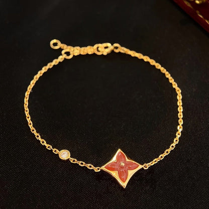 [⭐⭐JeweliWhal]カラースター カーネリアン ピンクゴールド ダイヤモンド ブレスレット