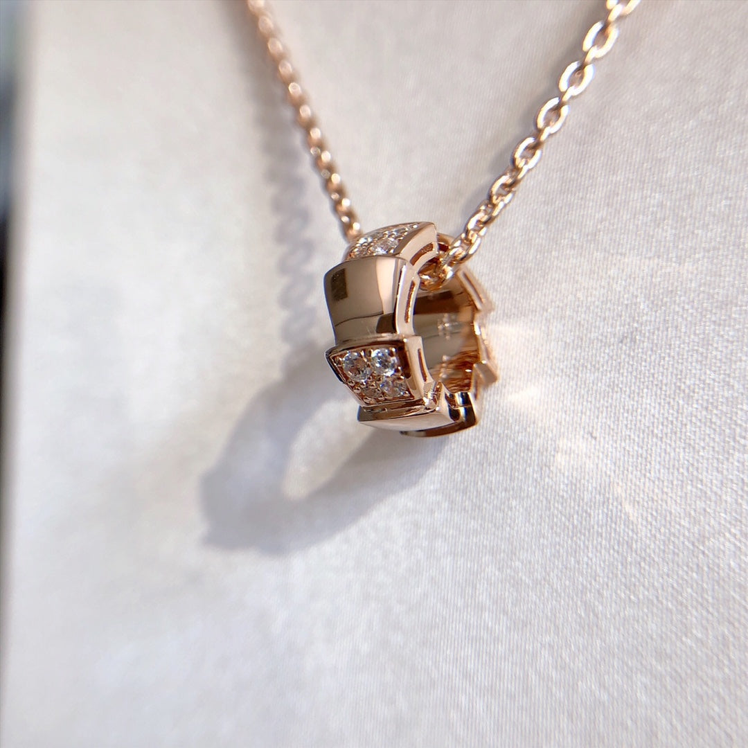 [⭐⭐JeweliWhal]SERPENTI PEDANT DIAMOND PINK GOLD NECKLACE