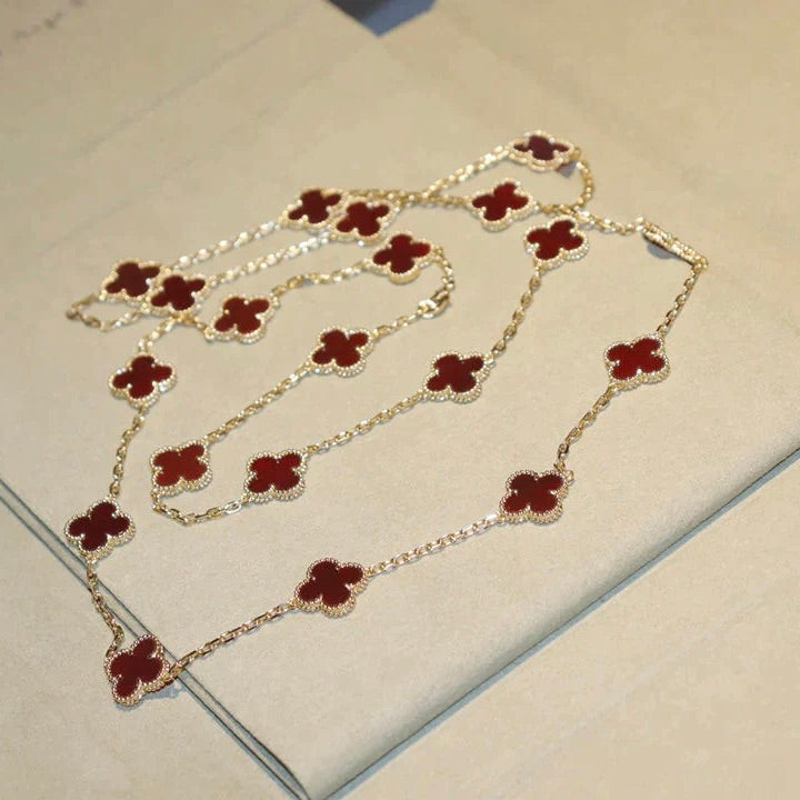 [⭐⭐JeweliWhal]CLOVER 20 MOTIFS CARNELIAN NECKLACE