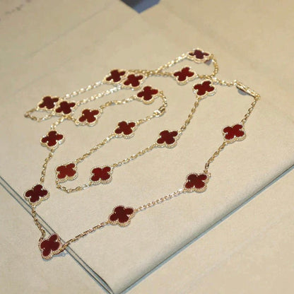 [⭐⭐JeweliWhal]CLOVER 20 MOTIFS CARNELIAN NECKLACE