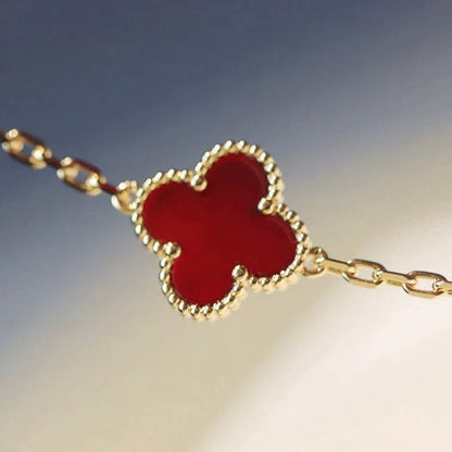 [⭐⭐JeweliWhal]CLOVER 20 MOTIFS CARNELIAN NECKLACE