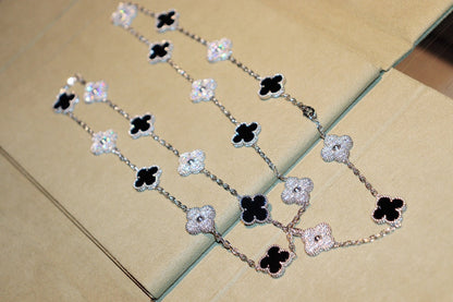 [⭐⭐JeweliWhal]CLOVER 20 MOTIFS ONYX DIAMOND SILVER