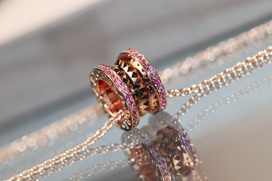 [⭐⭐JeweliWhal]ZERO 1 ROCK PINK GOLD PINK DIAMOND NECKLACE