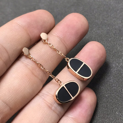 [⭐⭐JeweliWhal]CHAINE VERSO BLACK CERAMIC SILVER EARRINGS