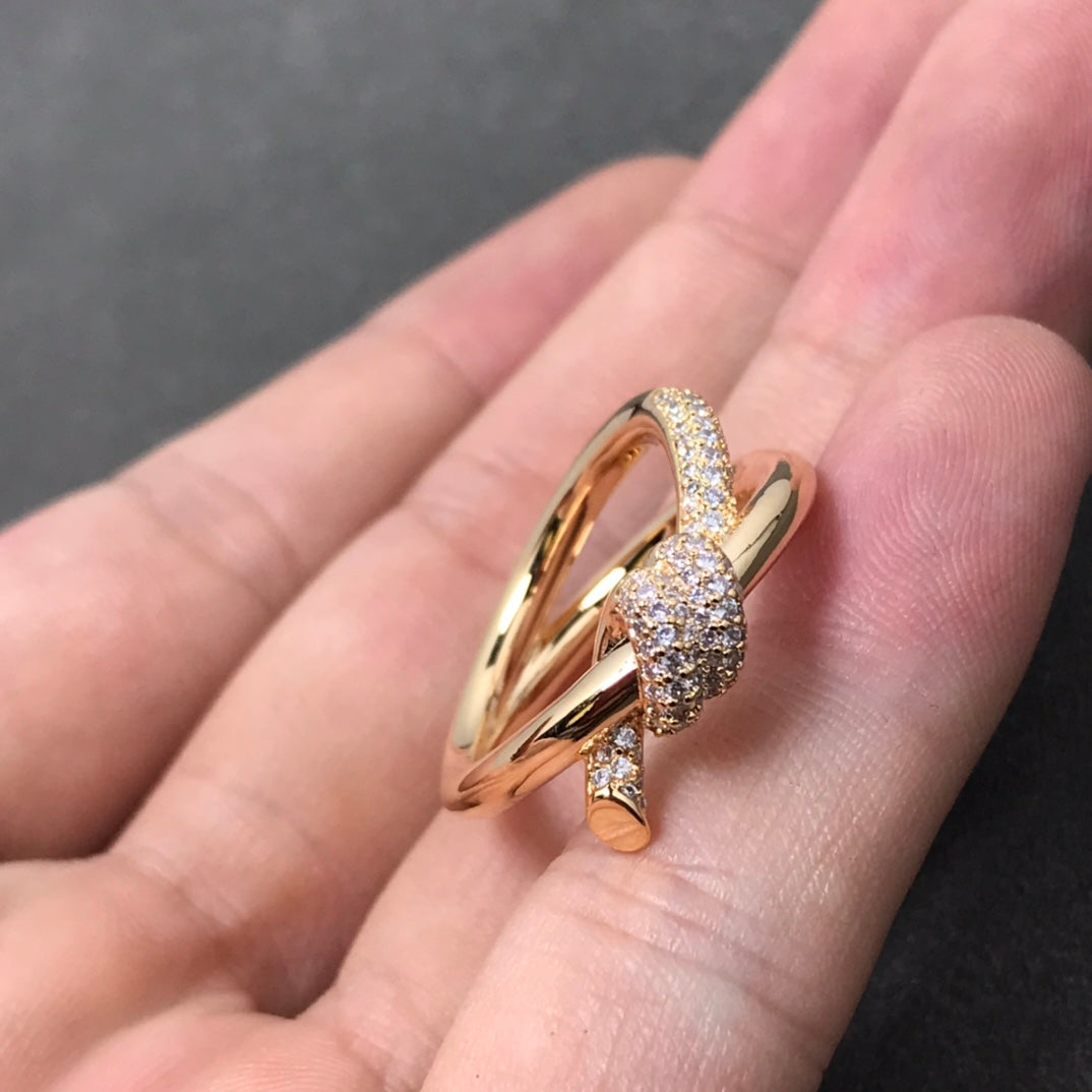 [⭐JeweliWhal]KNOT RING DOUBLE ROW DIAMOND