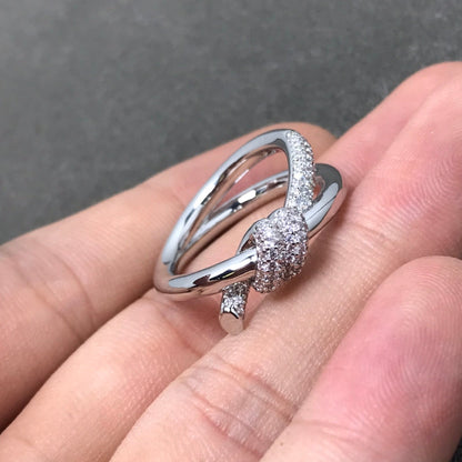 [⭐JeweliWhal]KNOT RING DOUBLE ROW DIAMOND