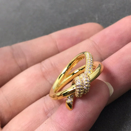 [⭐JeweliWhal]KNOT RING DOUBLE ROW DIAMOND