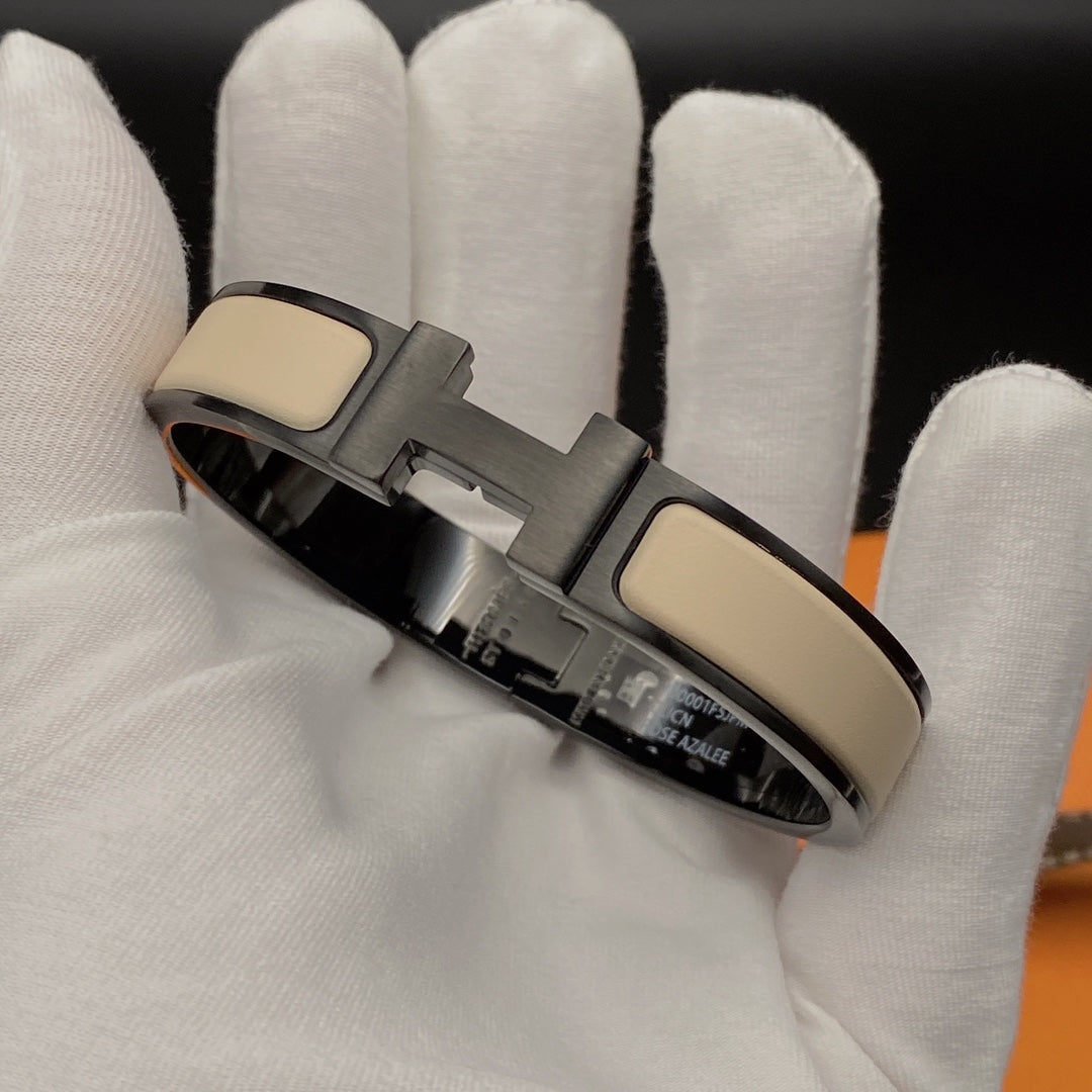 [⭐⭐JeweliWhal]Hブレスレット 12MM ブラック ベージュ セラミック