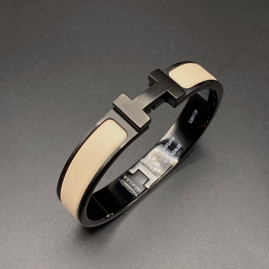 [⭐⭐JeweliWhal]Hブレスレット 12MM ブラック ベージュ セラミック