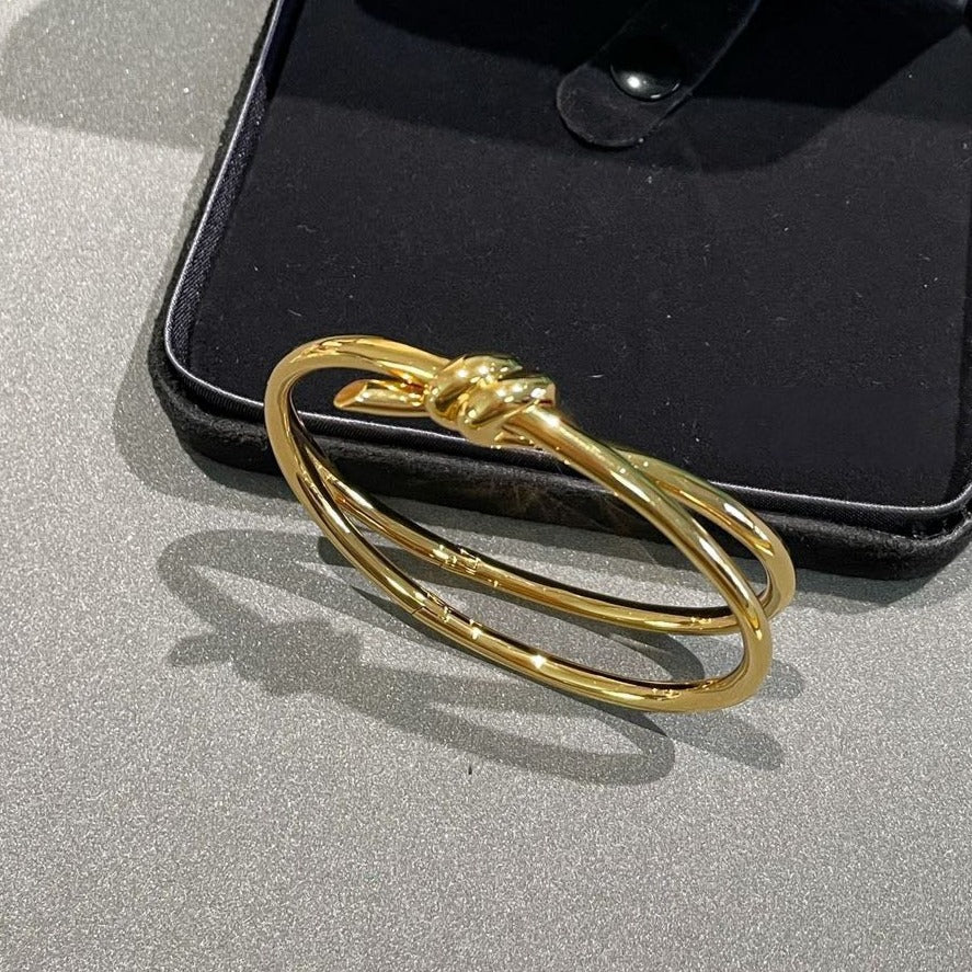 [⭐JeweliWhal]KNOT DOUBLE ROW GOLD BRACELET